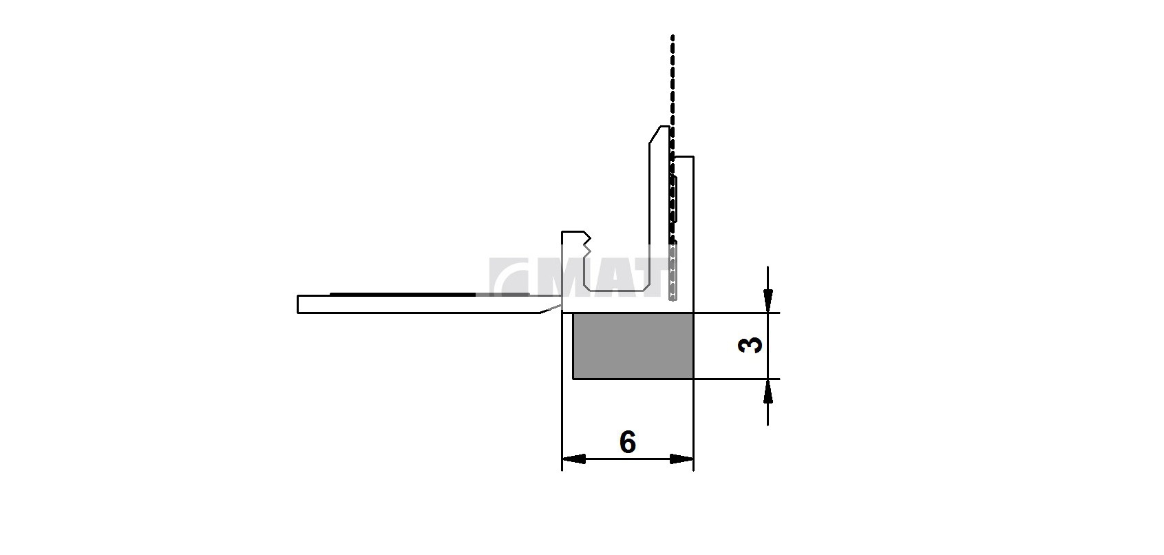 PVC profile for connecting to window with mesh, code A/03